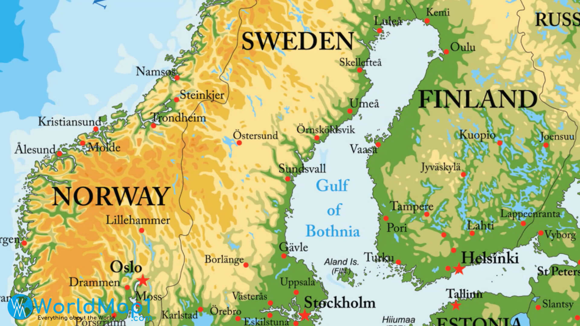 Scandinavian Countries Map with Latvia